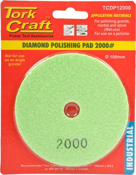 TORKCRAFT DIAMOND WET POLISHING PAD 100MM G2000 TCDP12000