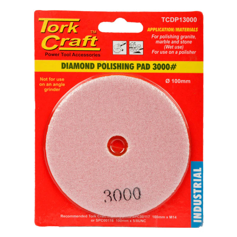 TORKCRAFT DIAMOND WET POLISHING PAD 100MM G3000 TCDP13000