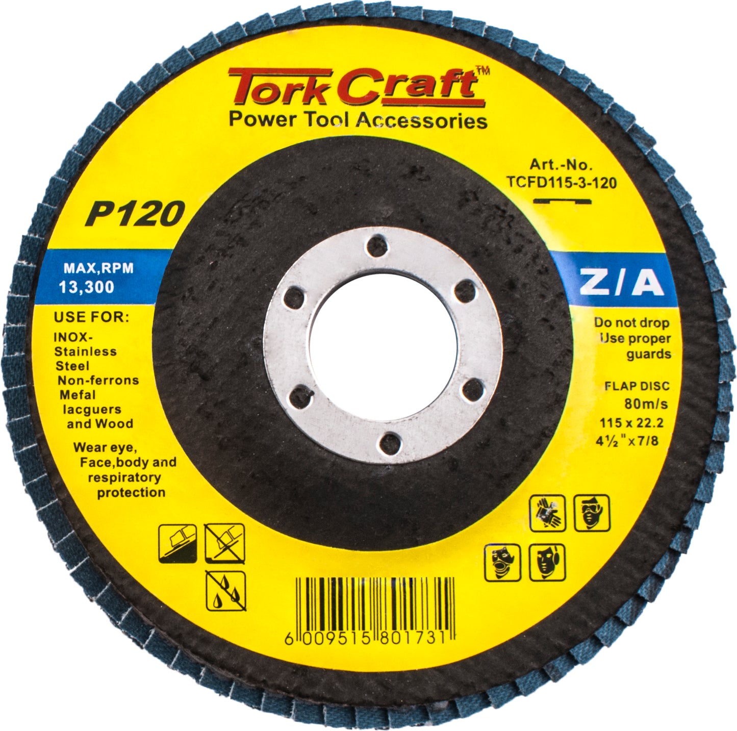 TORKCRAFT FLAP DISC ZIRCONIUM 115MM 15DEGREE ANGLE TCFD115-3-120