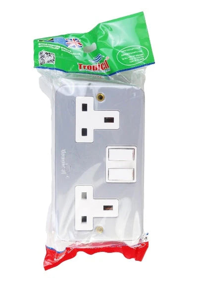 TROPICAL DOUBLE SOCKET WHITE PVC 13A+15A NM609
