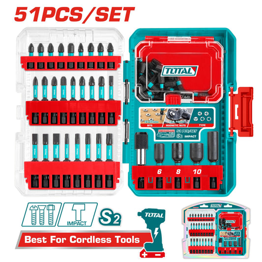TOTAL IMPACT SCREWDRIVER BITS 51 PCS SET 25-50MM TACSDL25106