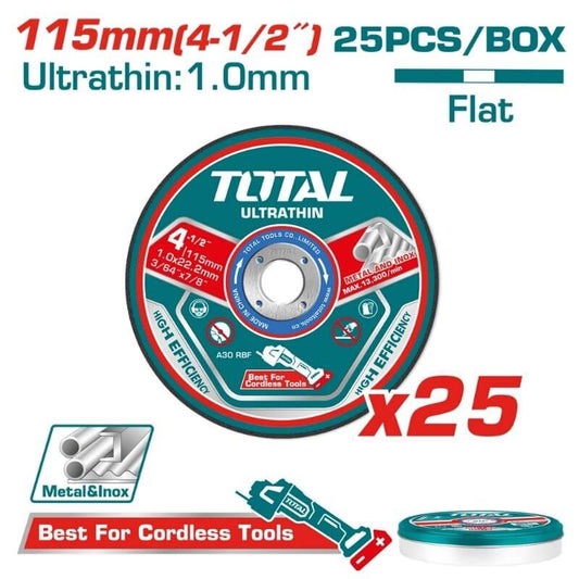 TOTAL ULTRA-THIN METAL CUTTING DISC 25PCS SET 115MM TAC11011525