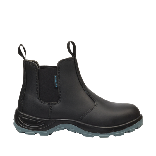 GRITTGEAR MANGANO SMOOTH LEATHER SAFETY SHOES BLACK SIZE 7