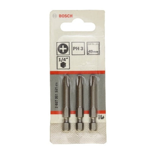 BOSCH SCREWDRIVER BIT SET 3PCS PH3X49MM 001531