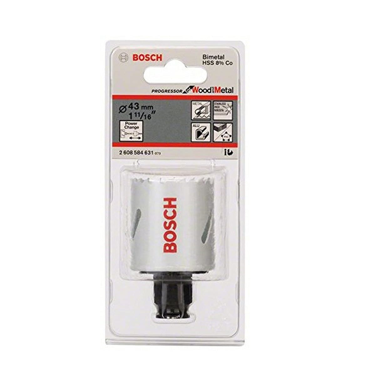 BOSCH HOLESAW BI METAL PROGRESSOR WHITE 43MM 584631