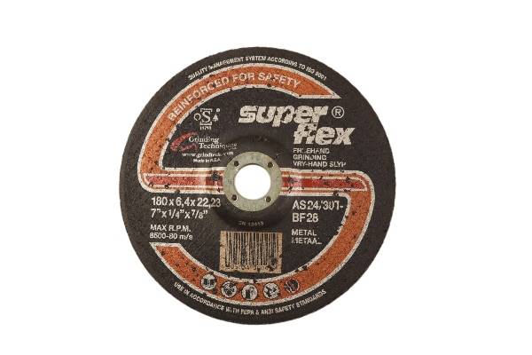 SUPER FLEX GRINDING DISC STEEL 180X6.4X22.23 AS24/30T BF28 T27