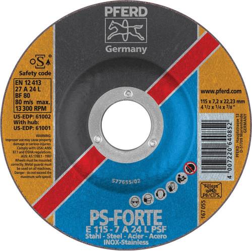 PFERD GRINDING DISC PS FORTE 4-1/2"