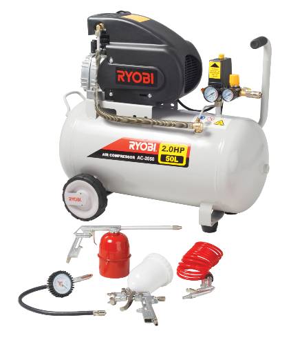 RYOBI AIR COMPRESSOR WITH SPRAY GUN KIT 50L AC-2055K