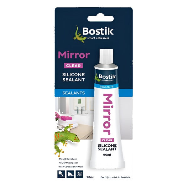 BOSTIK MIRROR SILICON ADHESIVE CLEAR 90MLS