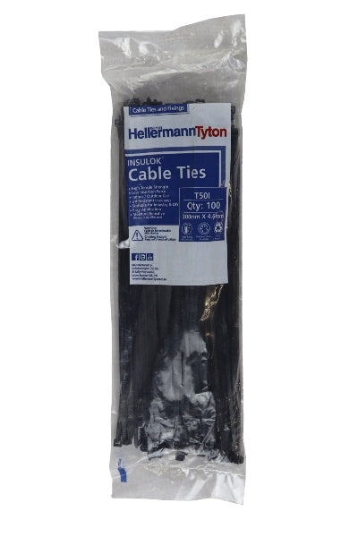 HELLERMANN TYTON CABLE TIES 100PCS 305X4.7MM CABTIET50I