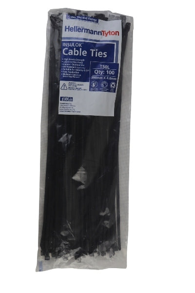 HELLERMANN TYTON CABLE TIES BLACK 388X7.8MM T120R