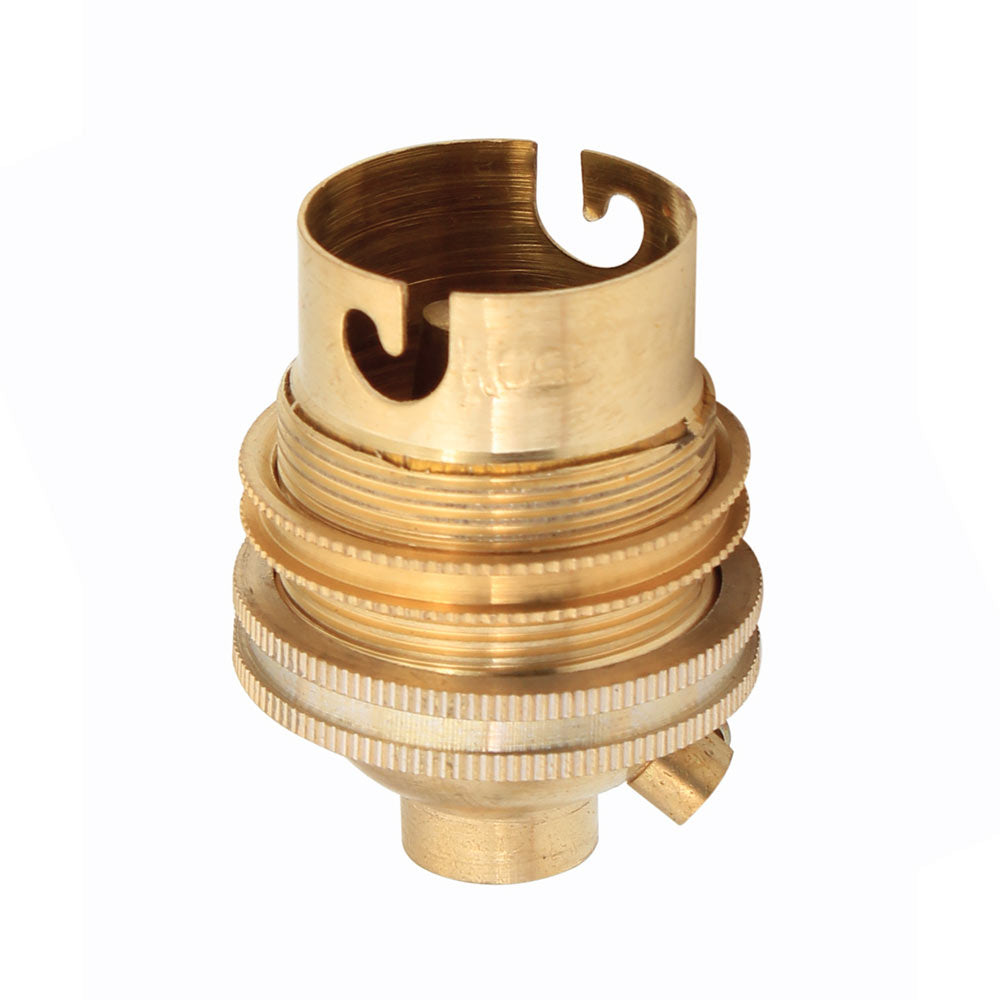 EUROLUX LAMP HOLDER BRASS WITH EARTH SCREW B22 EA182 10MM