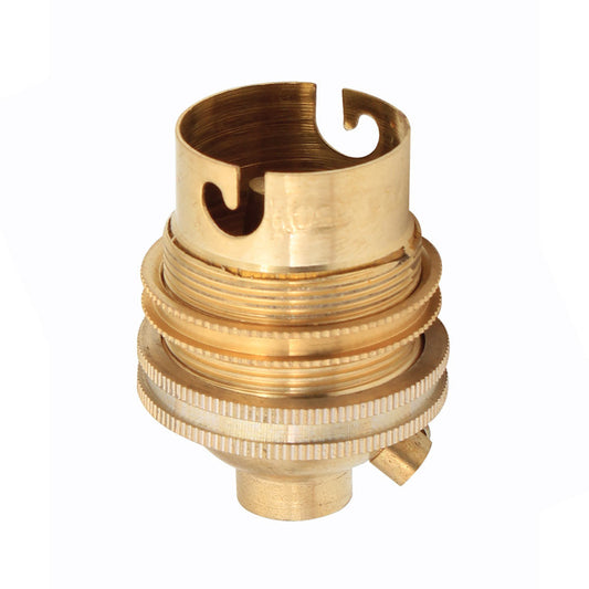 EUROLUX LAMP HOLDER BRASS WITH EARTH SCREW B22 EA182 10MM