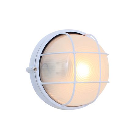 EUROLUX BULKHEAD ROUND SMALL AND GRID ALUMINIUM WHITE