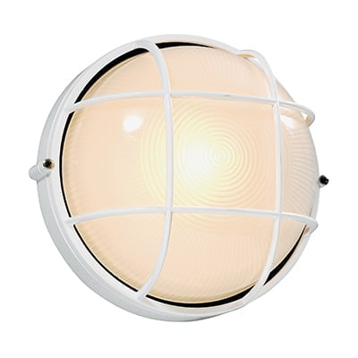 EUROLUX BULKHEAD ROUND LARGE AND GRID ALUMINIUM WHITE