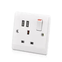 AFRICAB SOCKET OUTLET SINGLE PVC 13A USB AFCB 86595