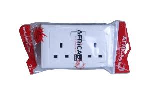 AFRICAB SOCKET OUTLET DOUBLE PVC 13A USB 8659SD