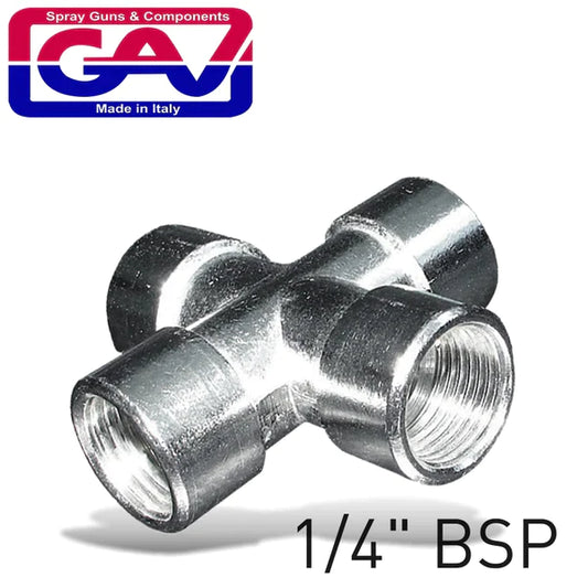 GAV CONNECTOR 4 WAY 1/4" FFFF GAV1254-2