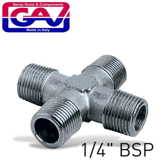 GAV CONNECTOR 4 WAY 1/4" MMMM GAV1262-2