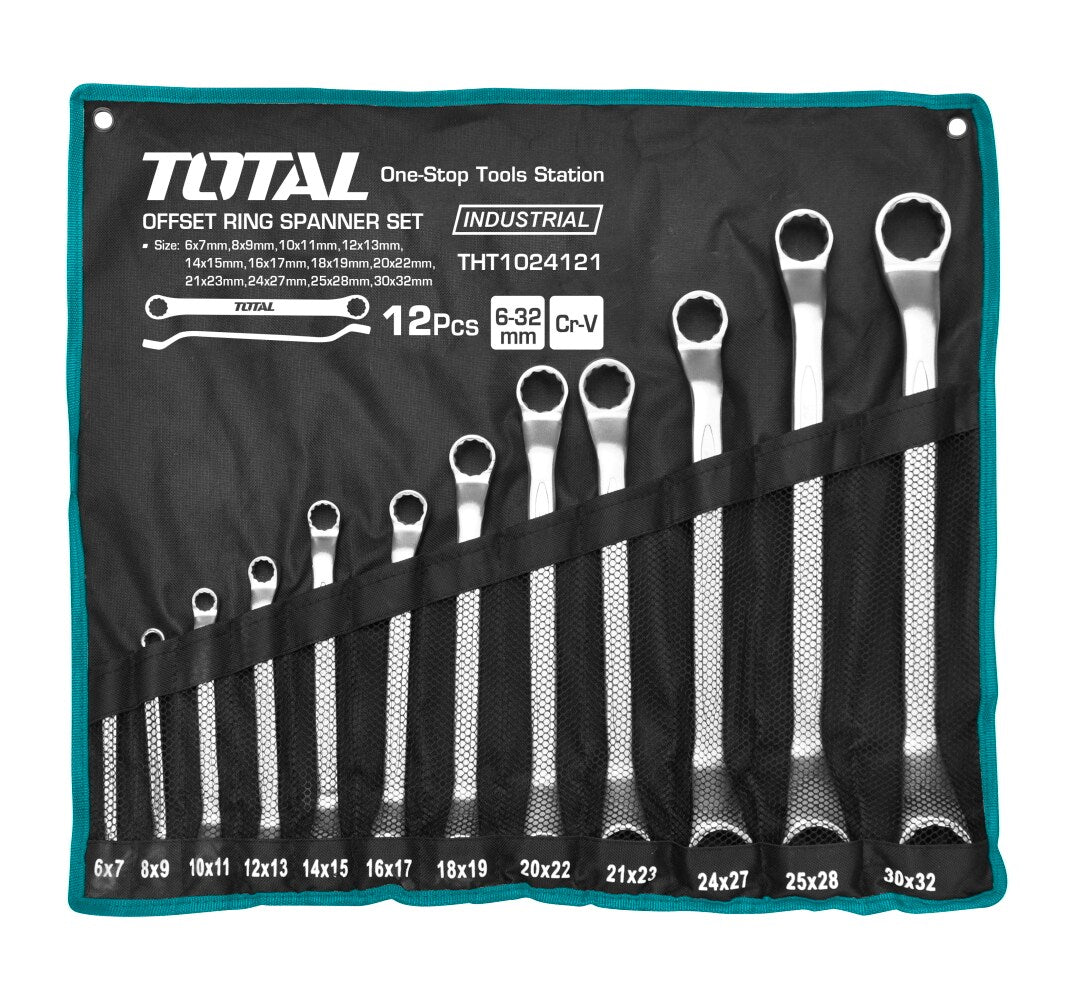 TOTAL RING SPANNER SET OFFSET 12PCS 6-32MM THT1024121