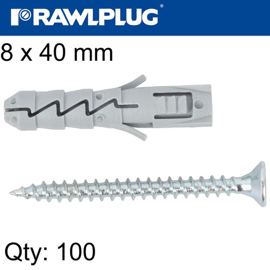 RAWLPLUG EXPANSION PLUG FIX 100 IN A BOX 8X40MM R-SL1-FIX-N08+4555