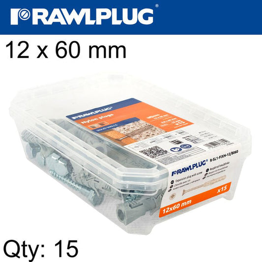 RAWLPLUG EXPANSION PLUG FIX 15 IN A BOX 12X60MM R-SL1-FIX-N12-8060