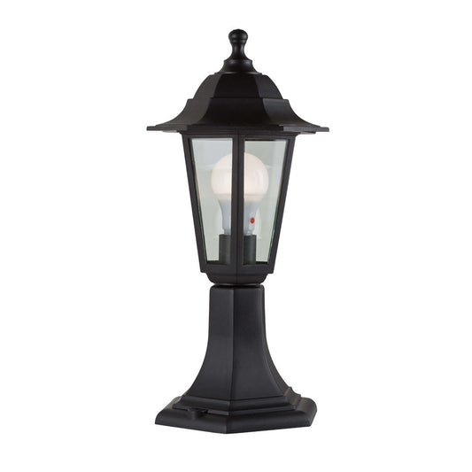 EUROLUX LANTERN PLASTIC 6 PANEL PEDESTAL BLACK O305B