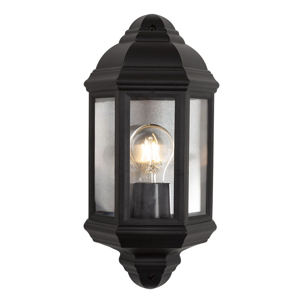 EUROLUX LANTERN PLASTIC 3 PANEL HALF WALL BLACK O546B