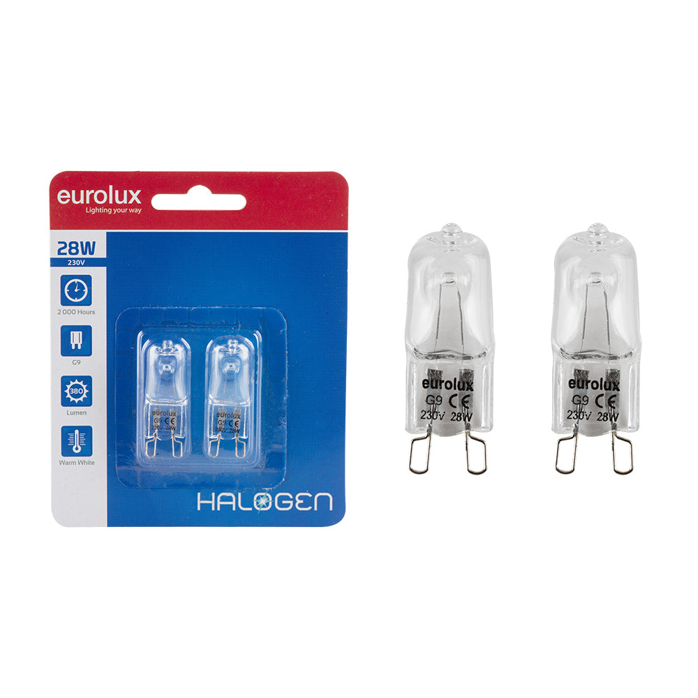 EUROLUX BI PIN HALOGEN TWIN PACK G9 28W 230V G438BP