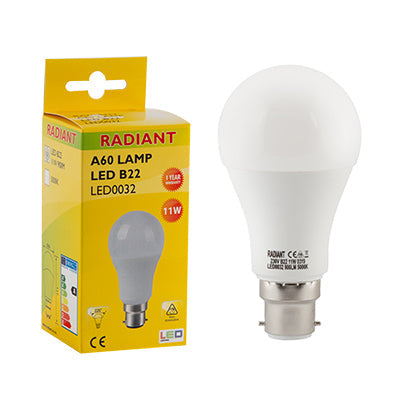 RADIANT LED FROSTED A60 B22 11W 5000K RLL032