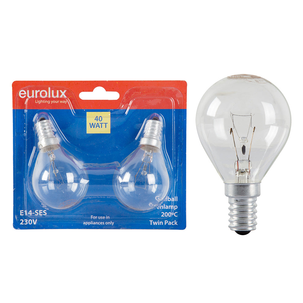 EUROLUX OVEN LAMP GOLFBALL TWIN PACK E14 40W G508