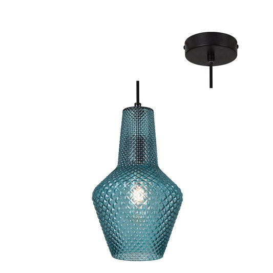 EUROLUX PENDANT MILANO BLUE GLASS P797BL 245MM