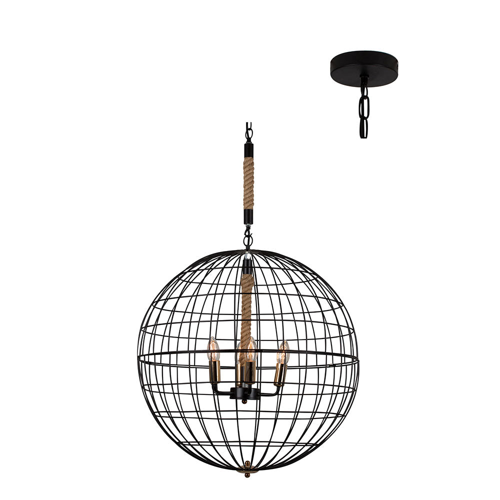 EUROLUX CHANDELIER SPARTA 4 LIGHT BLACK CH278B 500MM