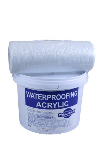 PROZAM ACRYLIC WATERPROOFING 5L GREY & MEMBRANE 250MMX10M