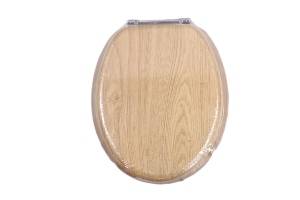 SOLO TOILET SEAT OAK MDF CHROME BAR HINGE 203624