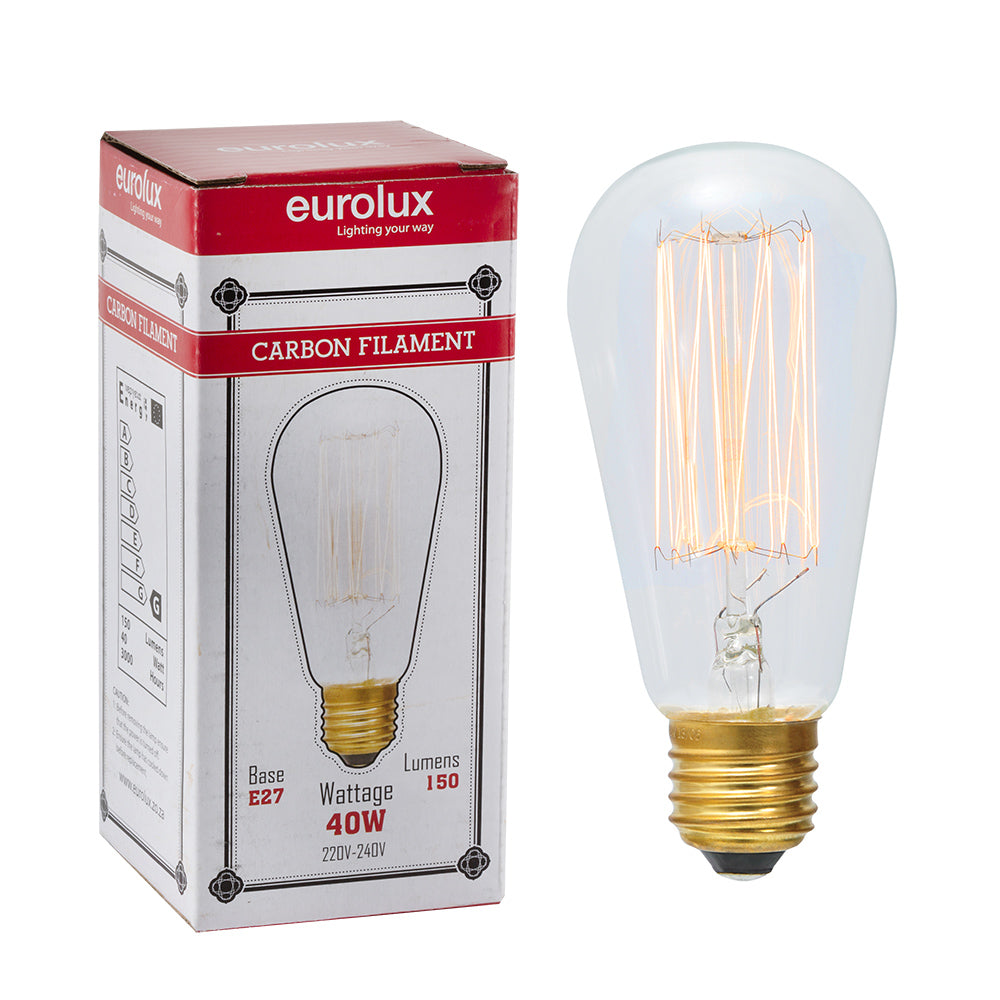 EUROLUX FILAMENT CARBON PEAR SHAPE E27 40W G783