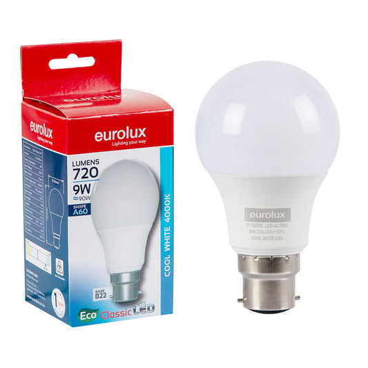 EUROLUX LED CLASSIC CORE A60 B22 9W 4000K G1096BC