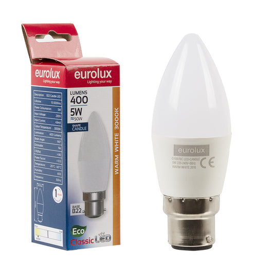 EUROLUX LED CANDLE CORE B22 5W 3000K G1097BC