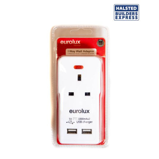 EUROLUX ADAPTOR 1 WAY USB SURGE BS EP104