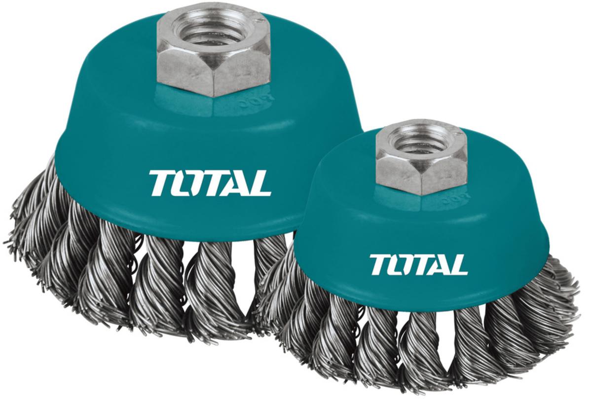 TOTAL WIRE BRUSH CUP WITH NUT  5"125MM TAC32051