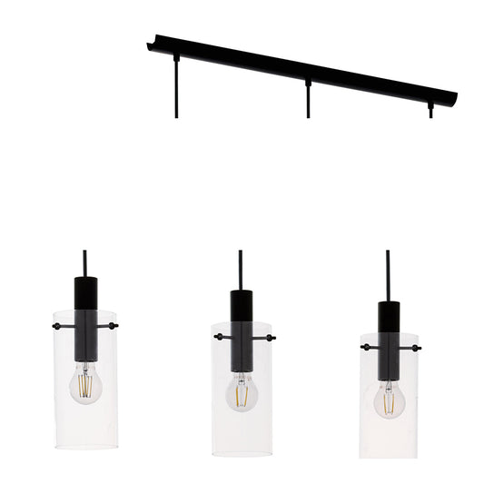 EUROLUX PENDANT MONTEFINO 3 LIGHT BLACK P1064 710MM