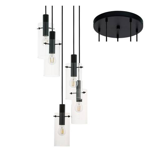 EUROLUX PENDANT MONTEFINO 5 LIGHT BLACK P1065 350MM