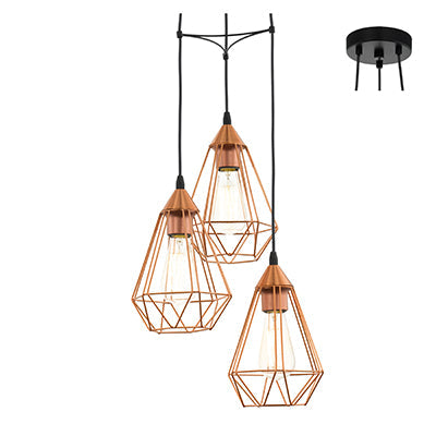 EUROLUX PENDANT TARBES 3 LIGHT COPPER P691C 310MM