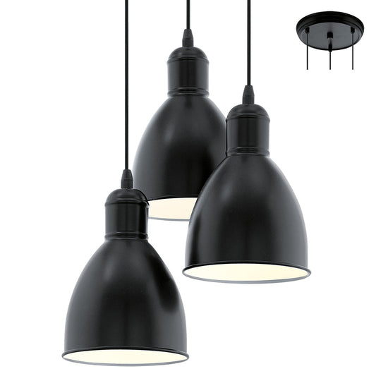 EUROLUX PENDANT PRIDDY 3 LIGHT BLACK AND WHITE P696B