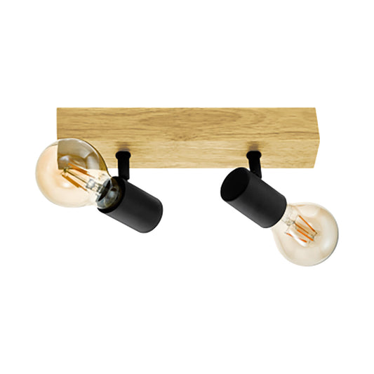 EUROLUX SPOTLIGHT TOWNSHEND 3 BAR 2 LIGHT WOOD S451 300MM