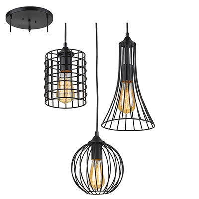 RADIANT PENDANT GRID 3 LIGHT BLACK E27 3X40W JC157