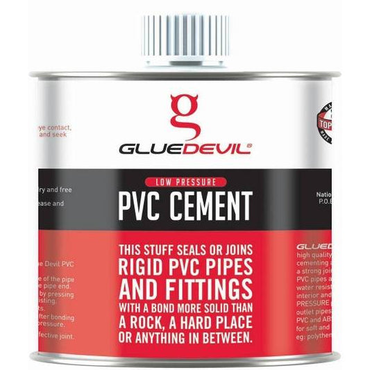 GLUE DEVIL PVC CEMENT WELD LOW PRESSURE 200ML TIN WITH BRUSH 50-PVCCEM0826