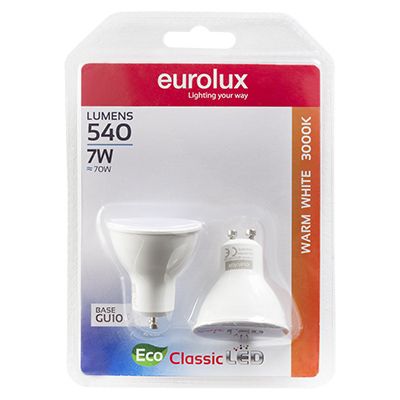 EUROLUX LED BLISTER TWIN GU10 CORE 7W 3000K G1081WW