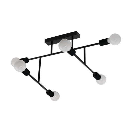 EUROLUX CEILING LIGHT BELSIANA 6 LIGHT BLACK C623 510MM