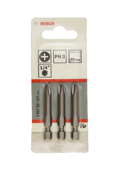 BOSCH SCREWDRIVER BIT SET 3PCS PH1X89MM 001533